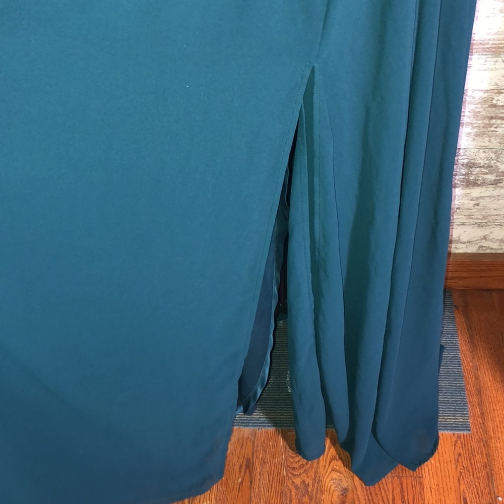 Lulus bridesmaids Thoughts of Hue Emerald Green Surplice Maxi Dress medium - Picture 8 of 14